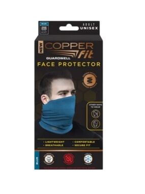 Copper Fit Guardwell Copper Infused Face Protector - Blue Adult Unisex NEW
